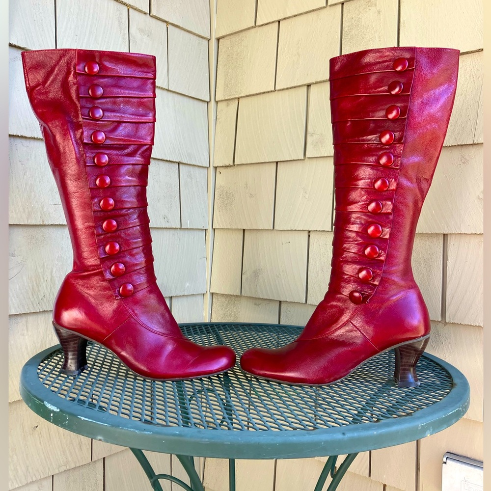 Miz Mooz Astor Knee High Red Leather Boots Size 38 (7.5)
